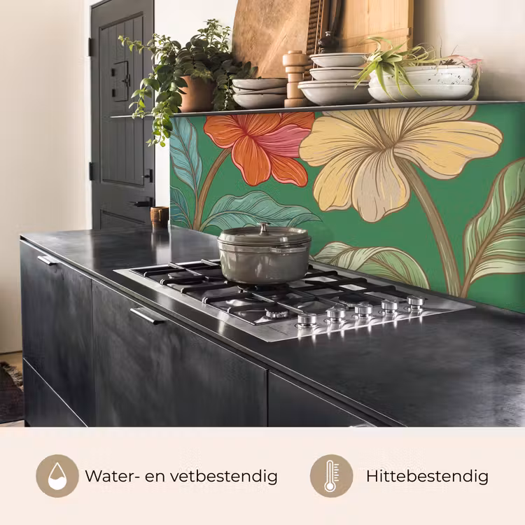 Keuken achterwand - Bloemen - Groen - Illustratie — 3