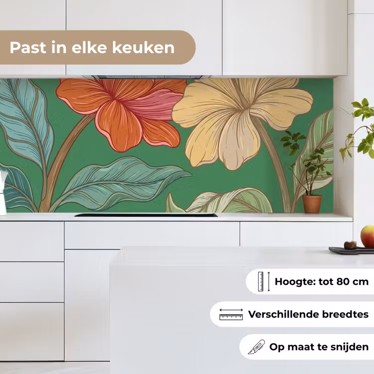 Keuken achterwand - Bloemen - Groen - Illustratie — 4