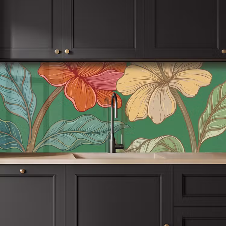 Keuken achterwand - Bloemen - Groen - Illustratie — 6
