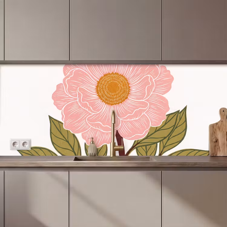 Keuken achterwand - Bloemen - Roze - Illustratie — 1