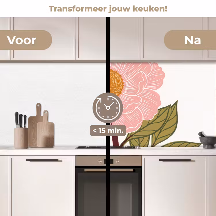 Keuken achterwand - Bloemen - Roze - Illustratie — 2