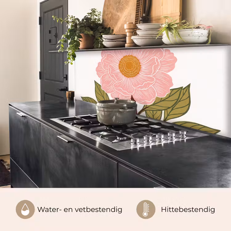 Keuken achterwand - Bloemen - Roze - Illustratie — 3