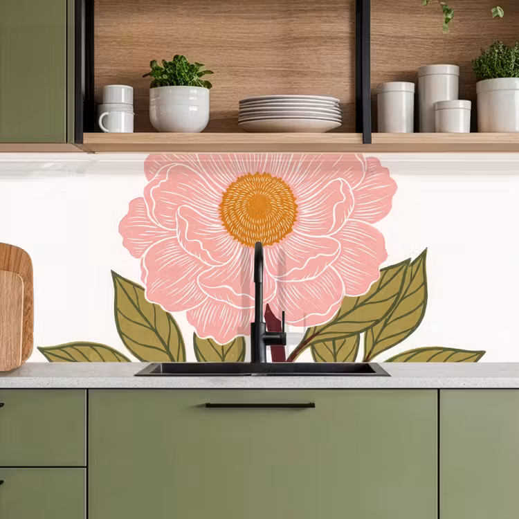 Keuken achterwand - Bloemen - Roze - Illustratie — 5