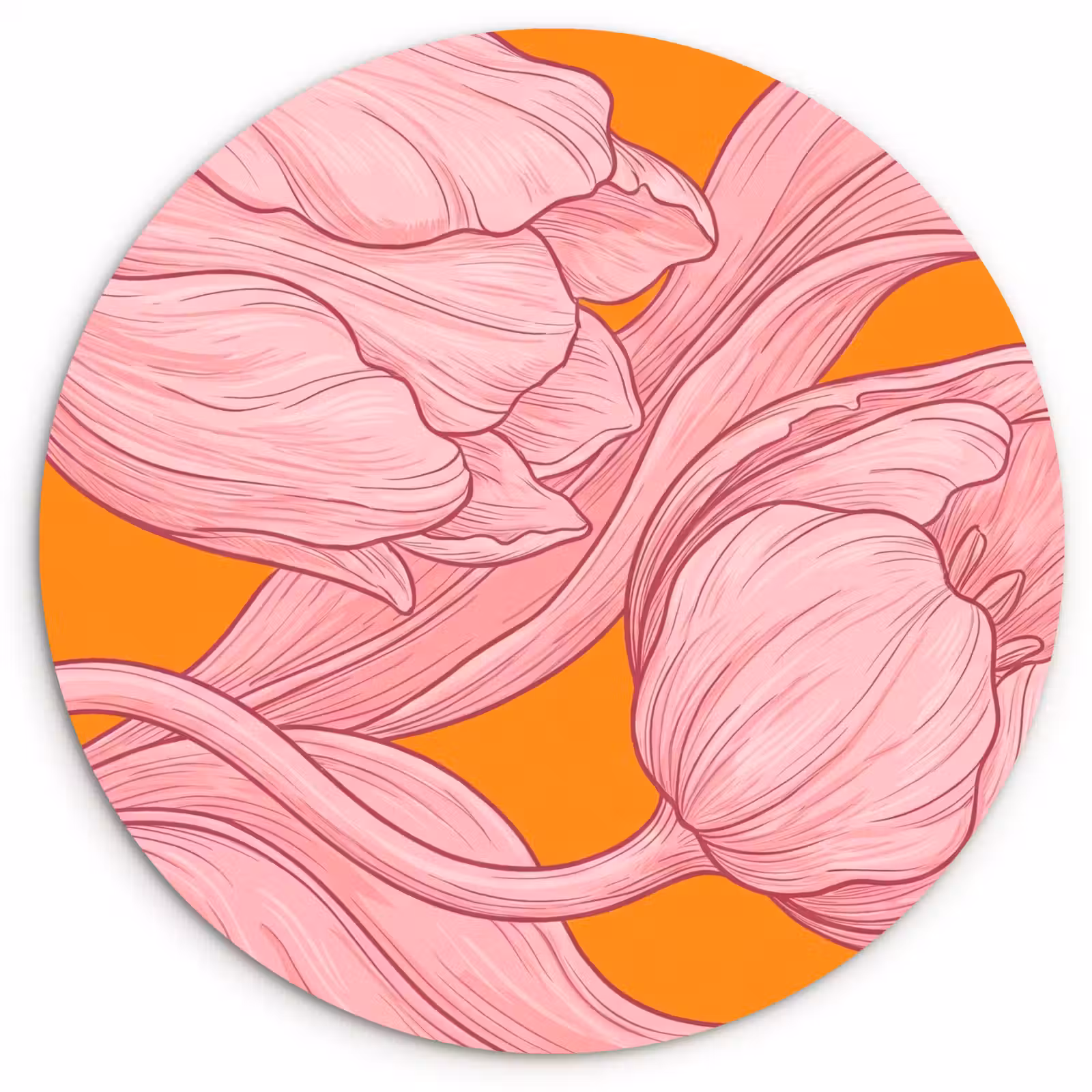 Muurcirkel - Roze bloemen - Modern — 1