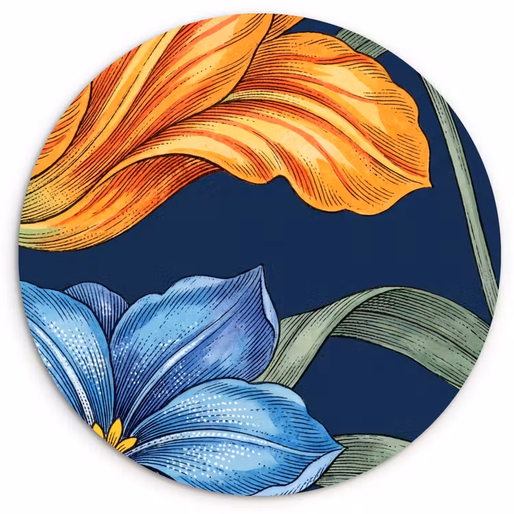 Muurcirkel - Bloemen - Botanisch - Patroon — 1