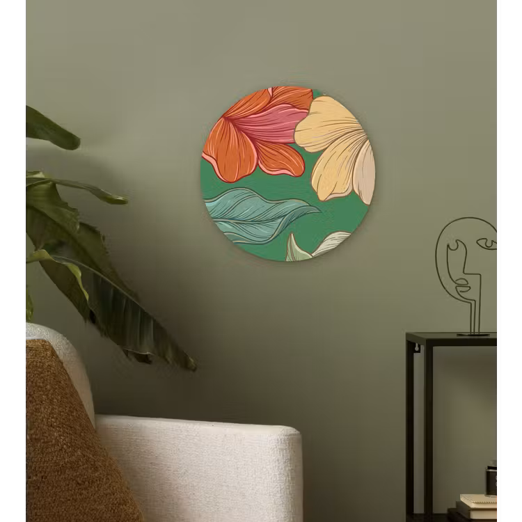 Muurcirkel - Bloemen - Groen - Illustratie — 3