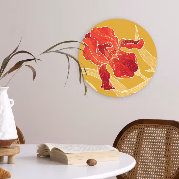 Muurcirkel - Bloemen - Illustratie - Rood — 4