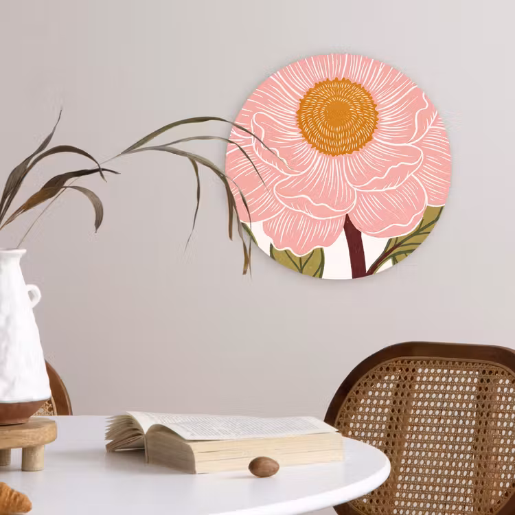 Muurcirkel - Bloemen - Roze - Illustratie — 4