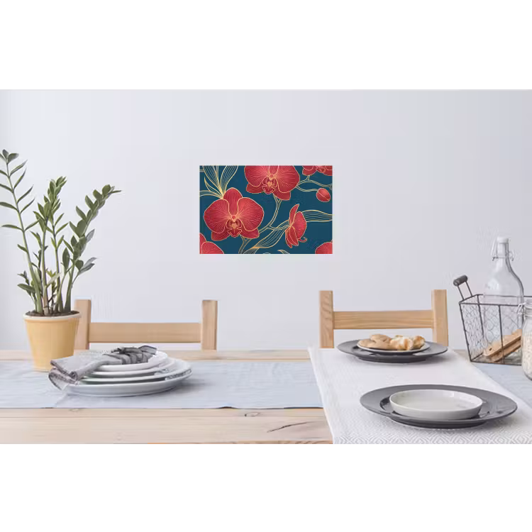 Muursticker - Bloemen - Rood - Goud — 3