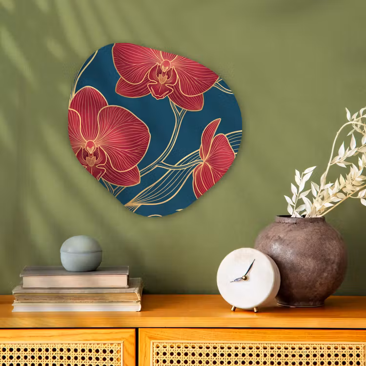 Organisch schilderij - Forex - Bloemen - Rood - Goud — 2