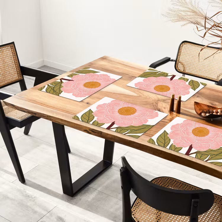 Placemat - 6 stuks - Bloemen - Roze - Illustratie — 5