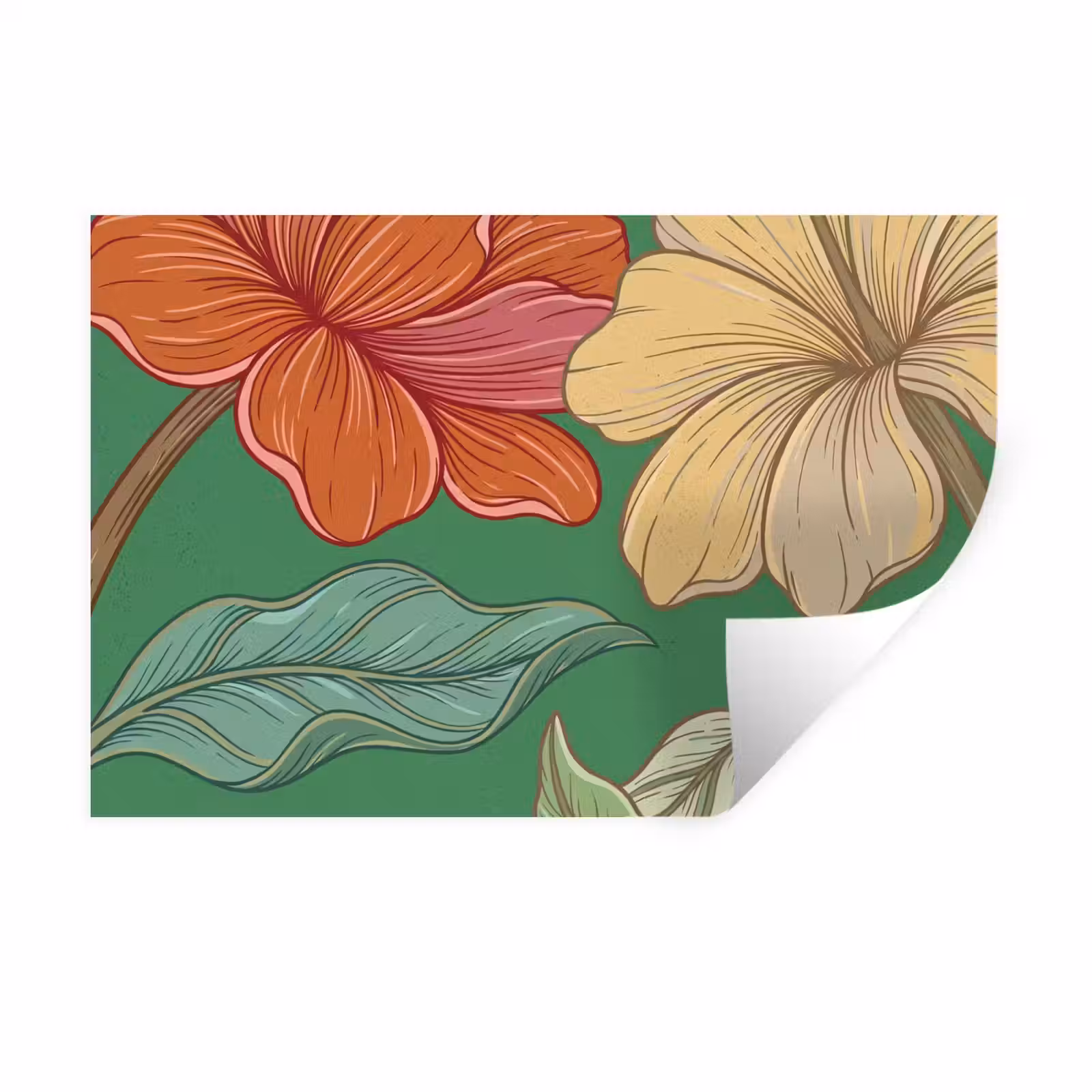 Muursticker - Bloemen - Groen - Illustratie — 1