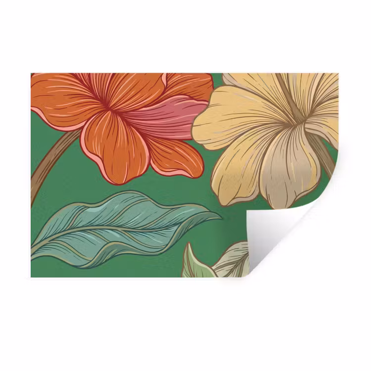 Muursticker - Bloemen - Groen - Illustratie — 1