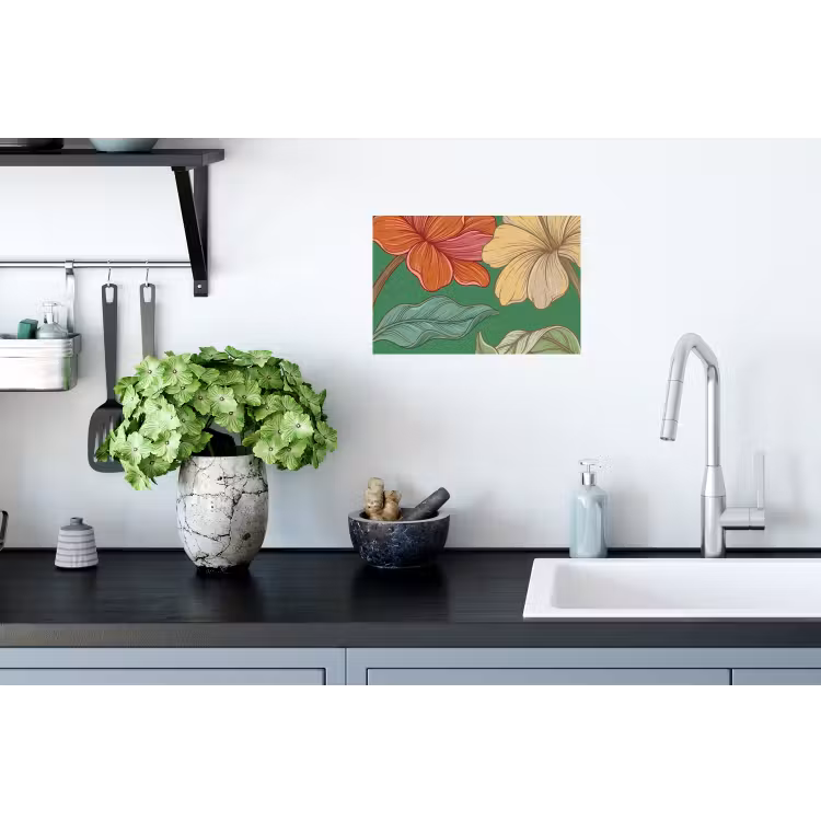 Muursticker - Bloemen - Groen - Illustratie — 2