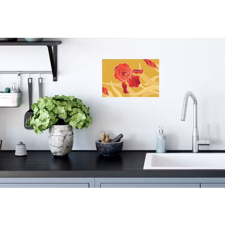 Muursticker - Bloemen - Illustratie - Rood — 2