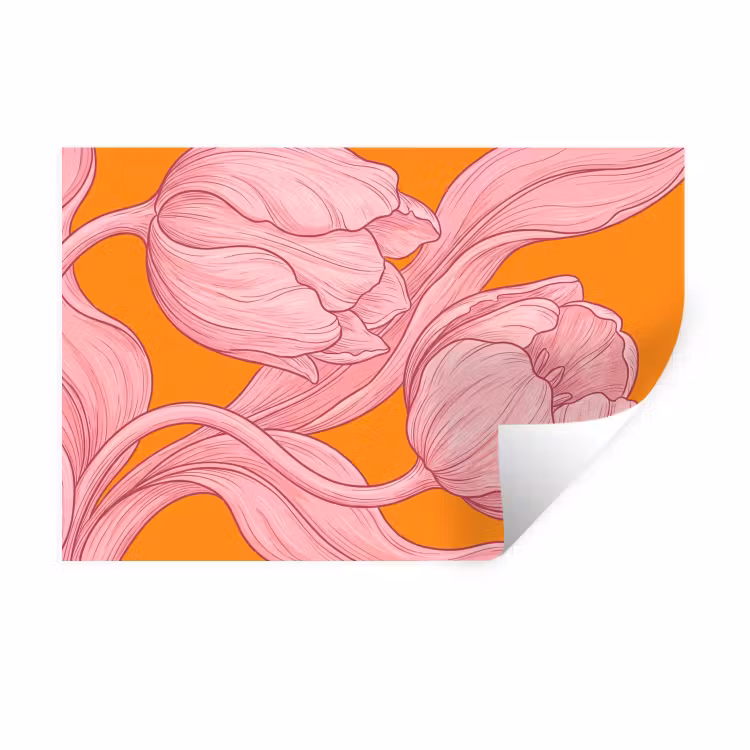 Muursticker - Roze bloemen - Modern — 1