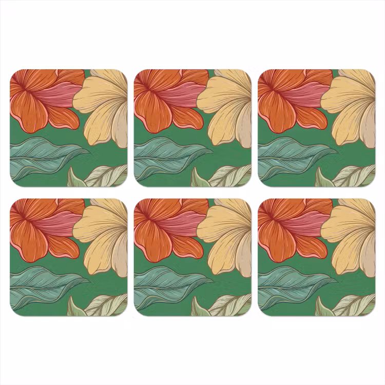 Onderzetter​ - Bloemen - Groen - Illustratie — 1