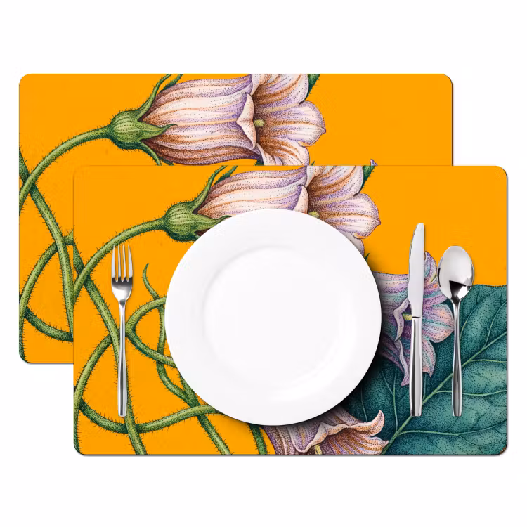 Placemat - 6 stuks - Bloemen - Botanisch - Geel — 2
