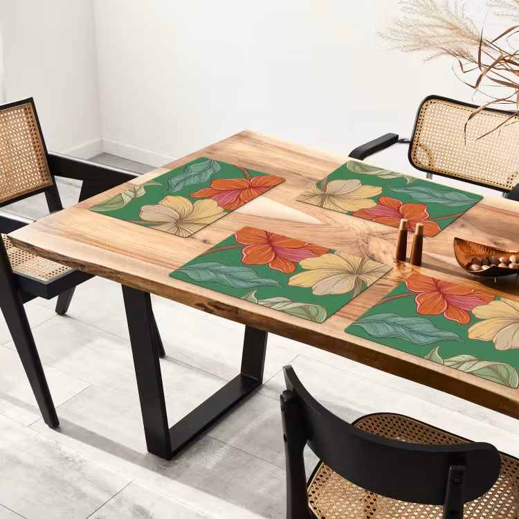 Placemat - 6 stuks - Bloemen - Groen - Illustratie — 5