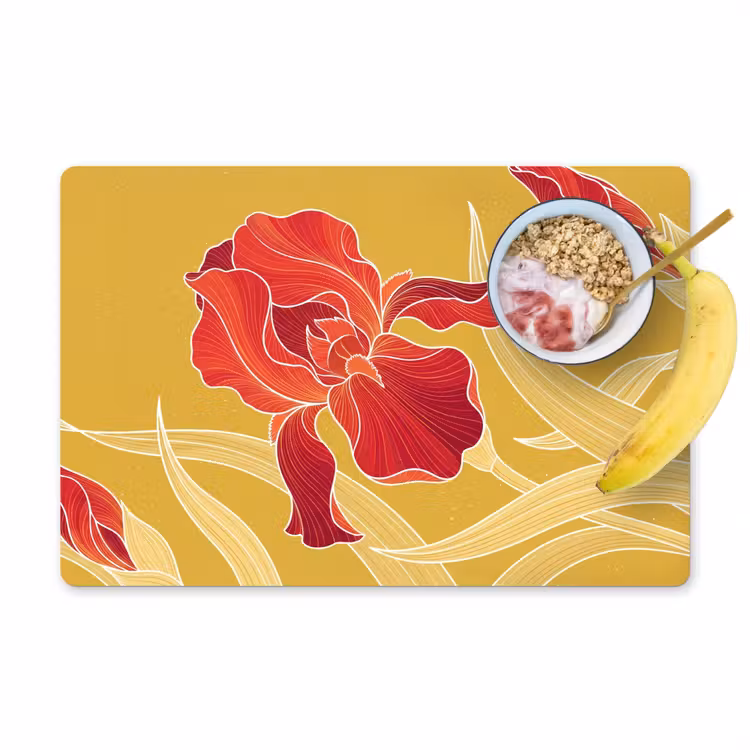Placemat - 6 stuks - Bloemen - Illustratie - Rood — 1