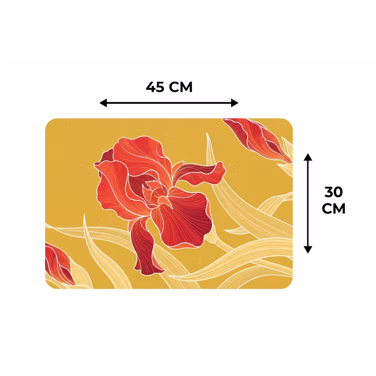 Placemat - 6 stuks - Bloemen - Illustratie - Rood — 3