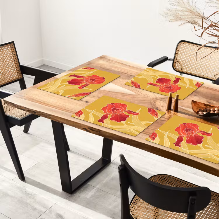 Placemat - 6 stuks - Bloemen - Illustratie - Rood — 5