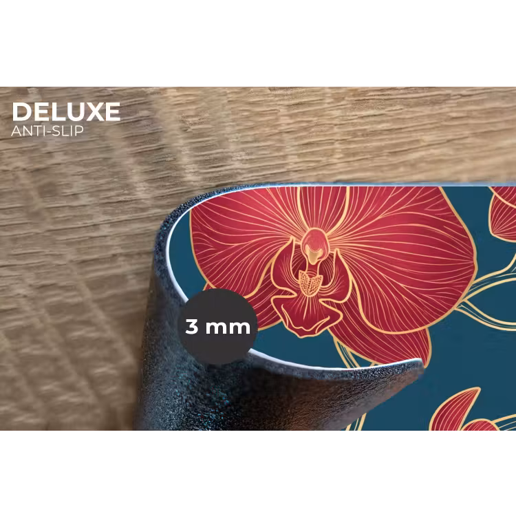 Placemat - 6 stuks - Bloemen - Rood - Goud — 4