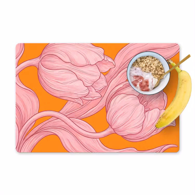 Placemat - 6 stuks - Roze bloemen - Modern — 1