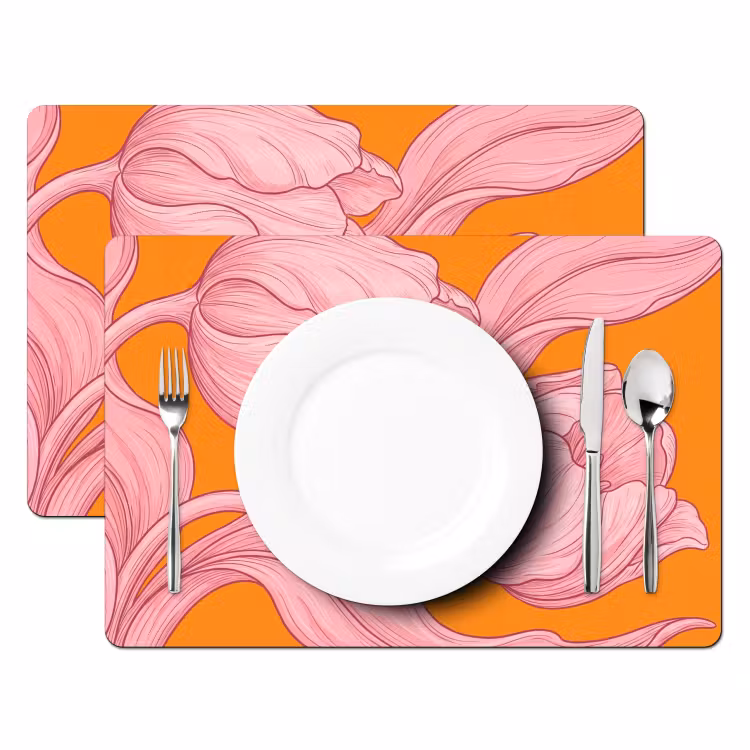 Placemat - 6 stuks - Roze bloemen - Modern — 2
