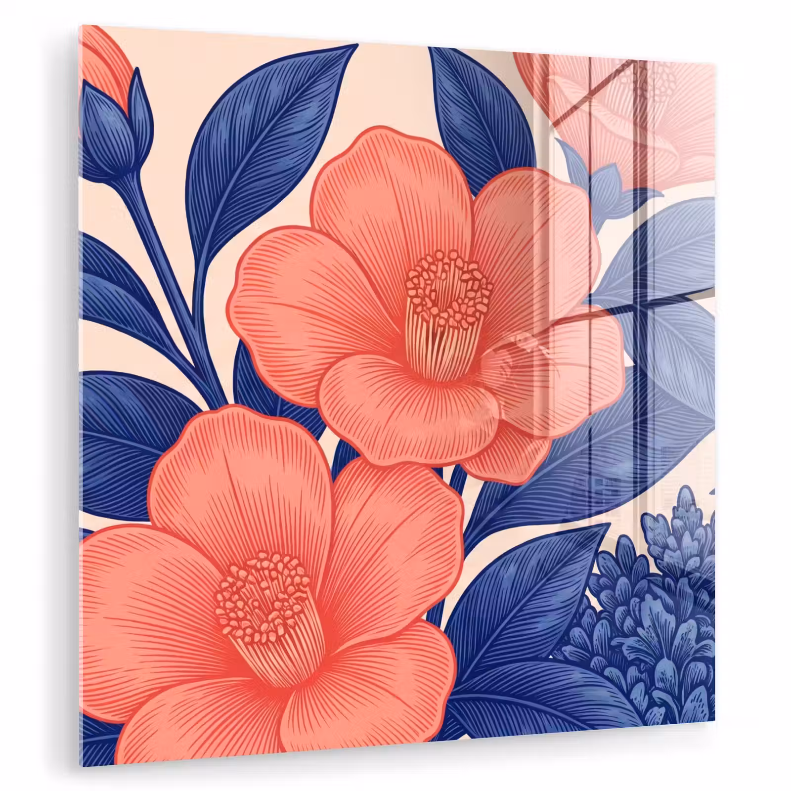 Glas schilderij - Bloemen - Bladeren - Botanisch — 1