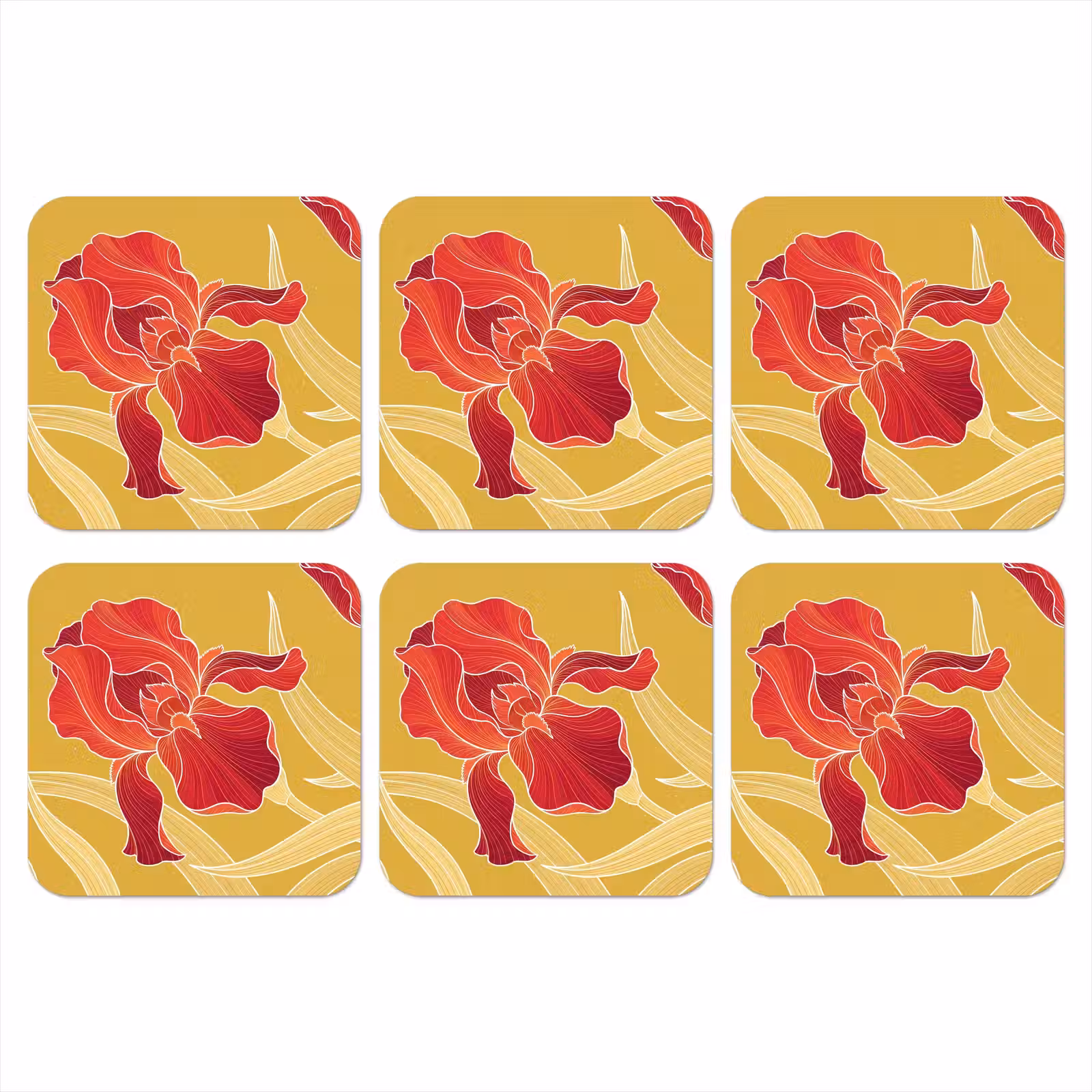Onderzetter - Bloemen - Illustratie - Rood — 1