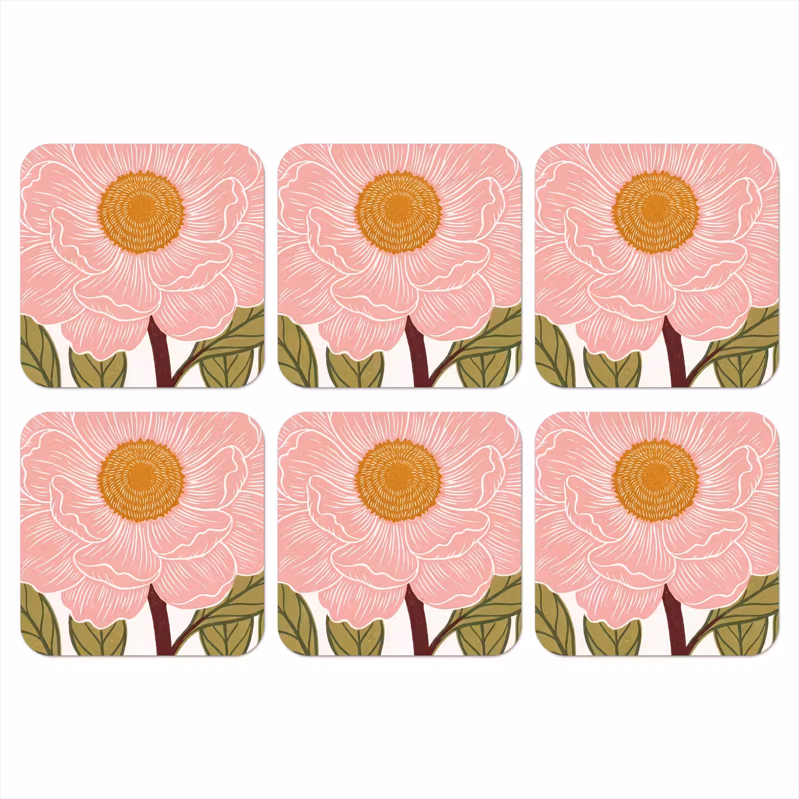 Onderzetter - Bloemen - Roze - Illustratie — 1