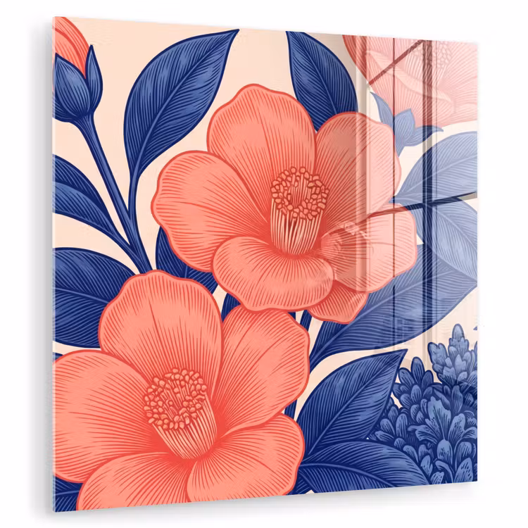 Glas schilderij - Bloemen - Bladeren - Botanisch — 1
