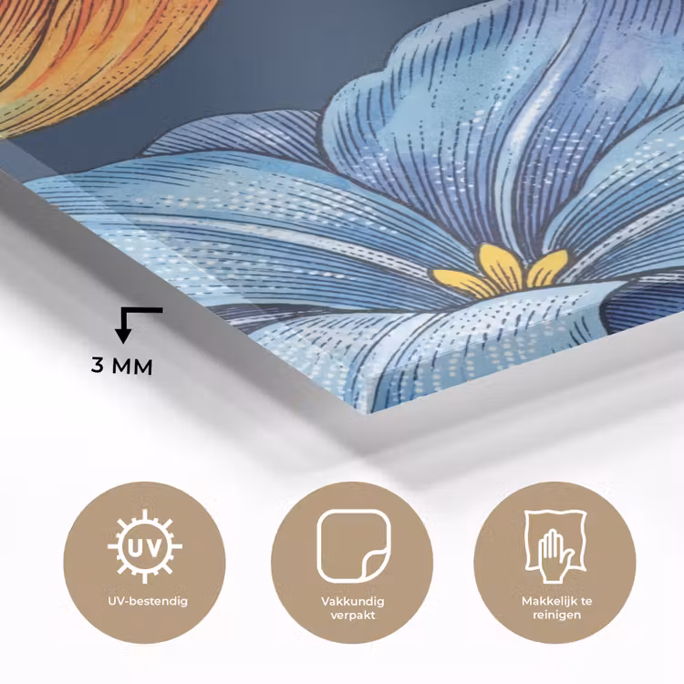 Glas schilderij - Bloemen - Botanisch - Patroon — 3