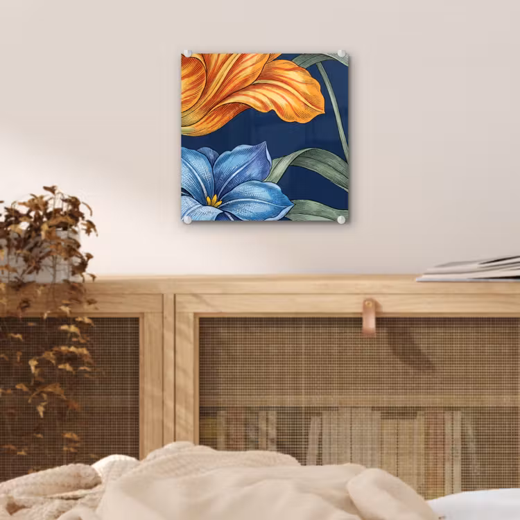 Glas schilderij - Bloemen - Botanisch - Patroon — 5