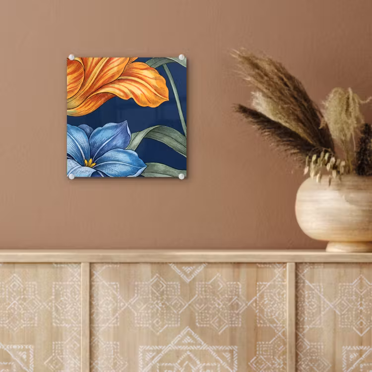 Glas schilderij - Bloemen - Botanisch - Patroon — 6