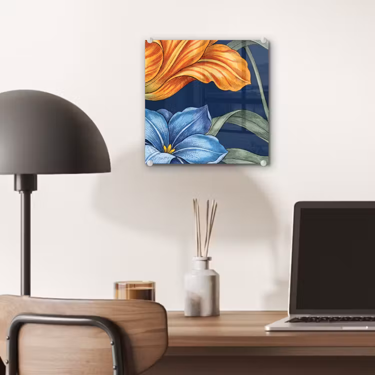 Glas schilderij - Bloemen - Botanisch - Patroon — 7