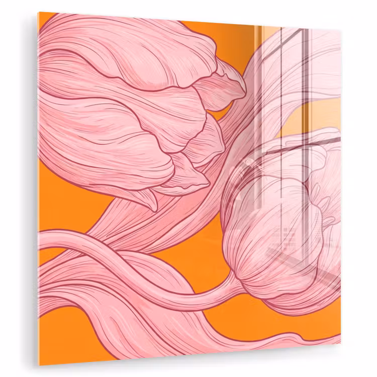 Glas schilderij - Roze bloemen - Modern — 1