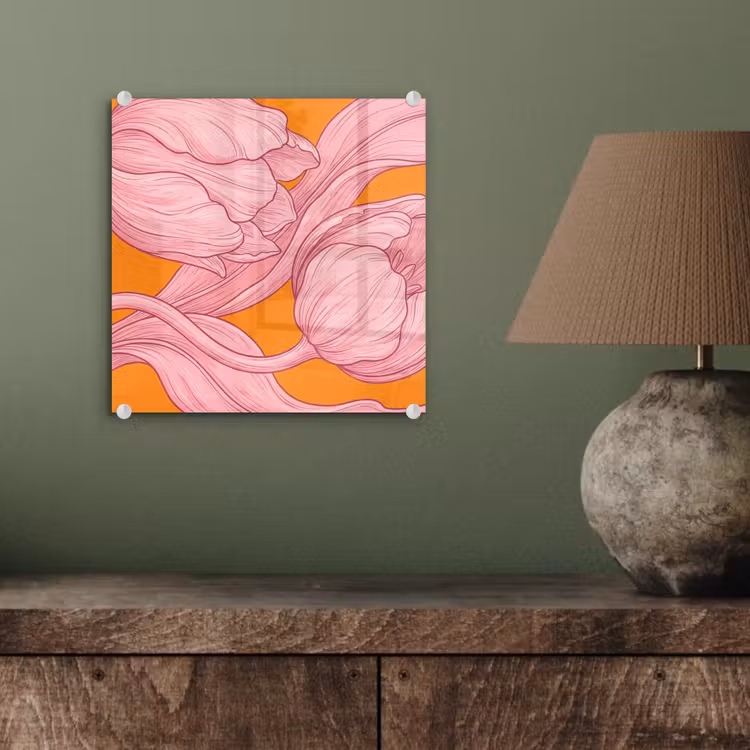Glas schilderij - Roze bloemen - Modern — 4