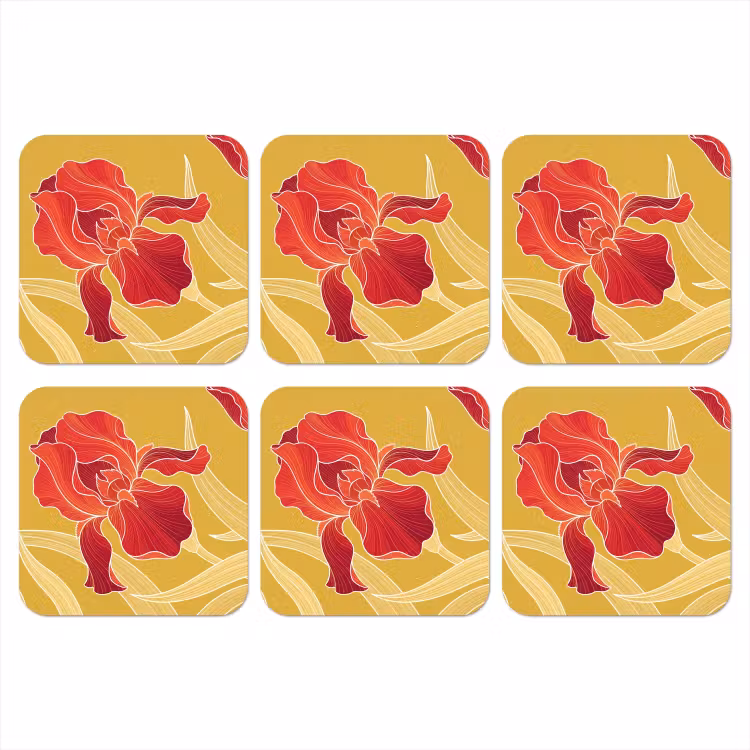 Onderzetter - Bloemen - Illustratie - Rood — 1
