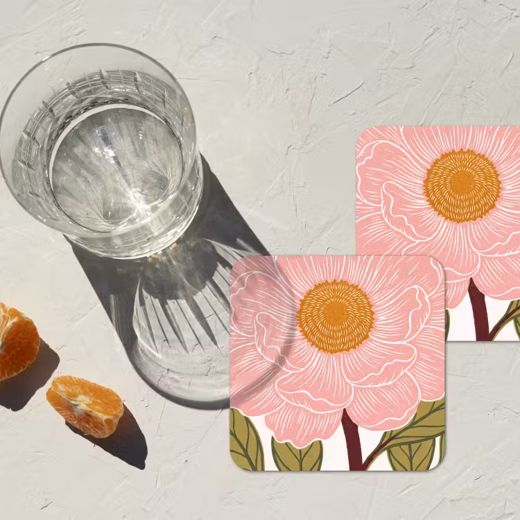 Onderzetter - Bloemen - Roze - Illustratie — 2