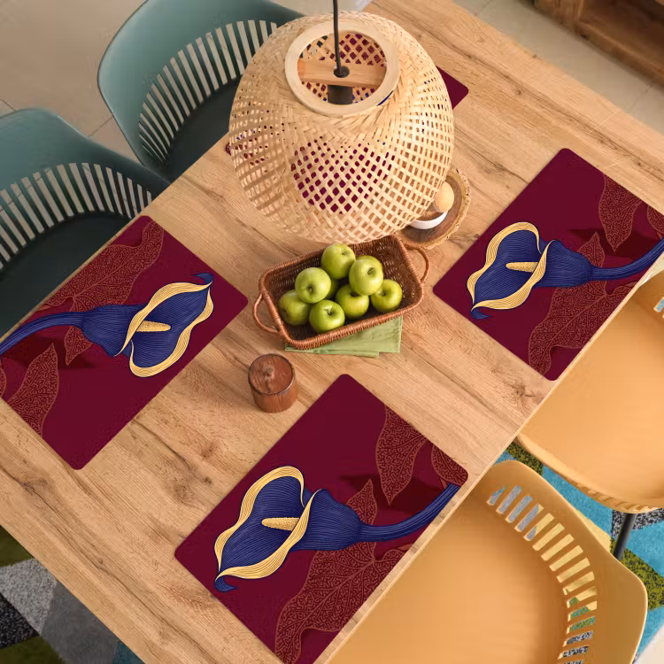 Placemat - 6 stuks - Bloemen - Modern - Paars — 6
