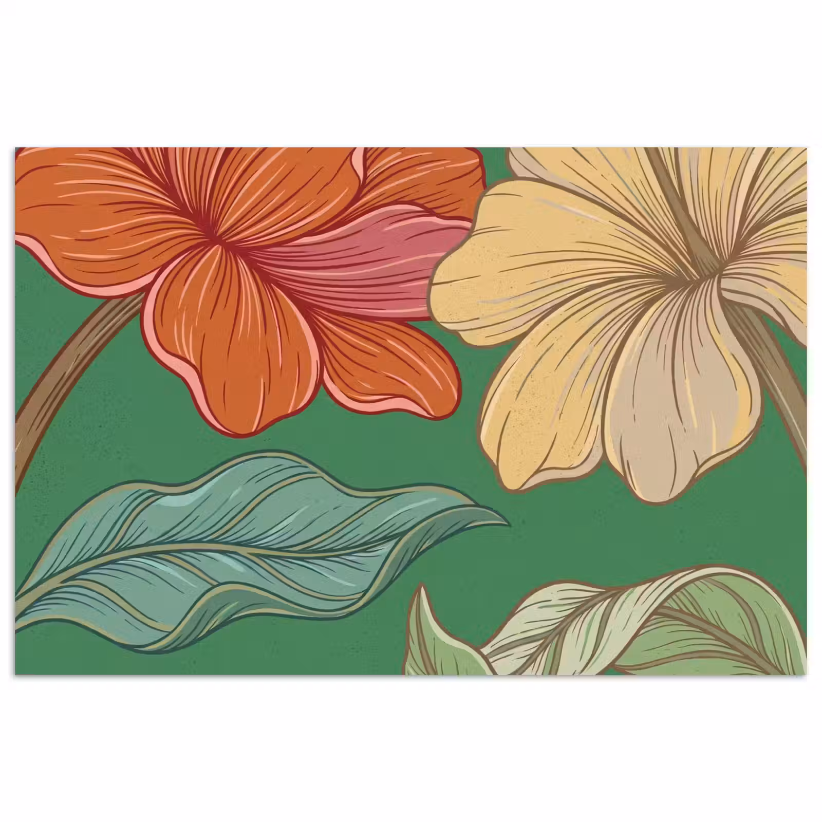 Poster - Bloemen - Groen - Illustratie — 1