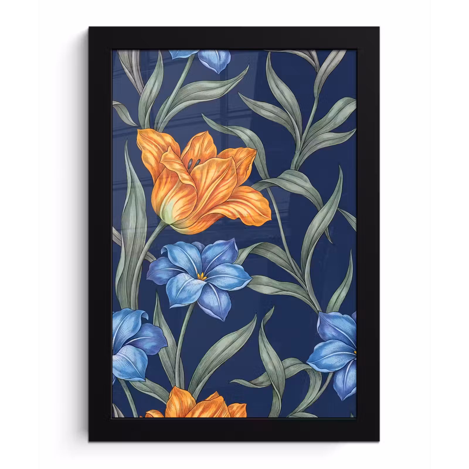 Poster met lijst - Bloemen - Botanisch - Patroon — 1