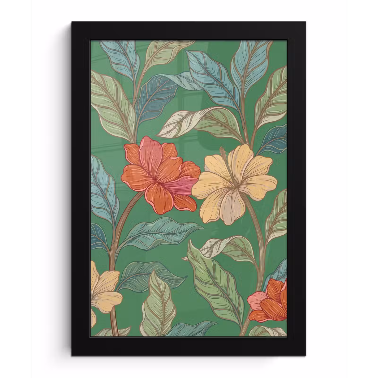Poster met lijst - Bloemen - Groen - Illustratie — 1