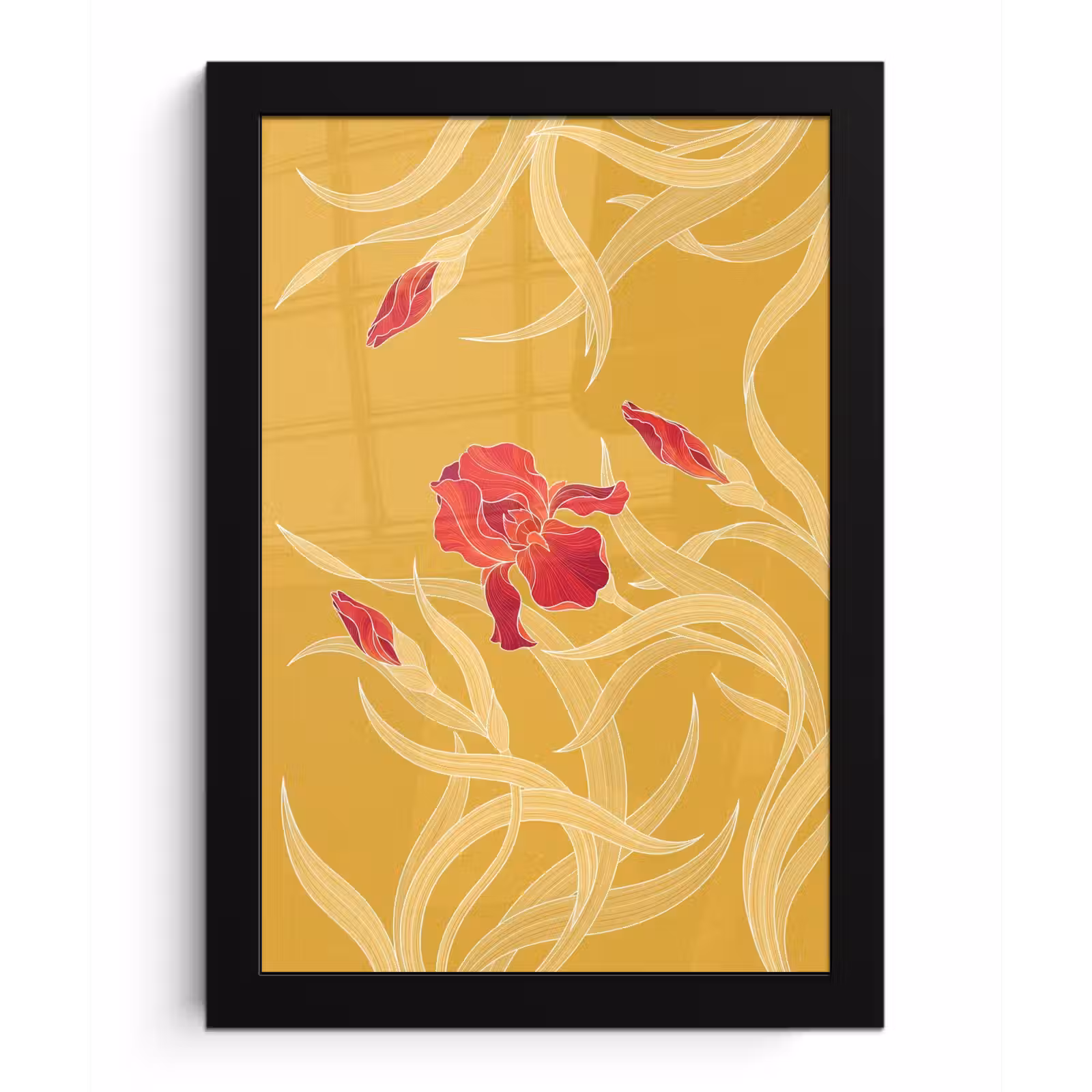 Poster met lijst - Bloemen - Illustratie - Rood — 1