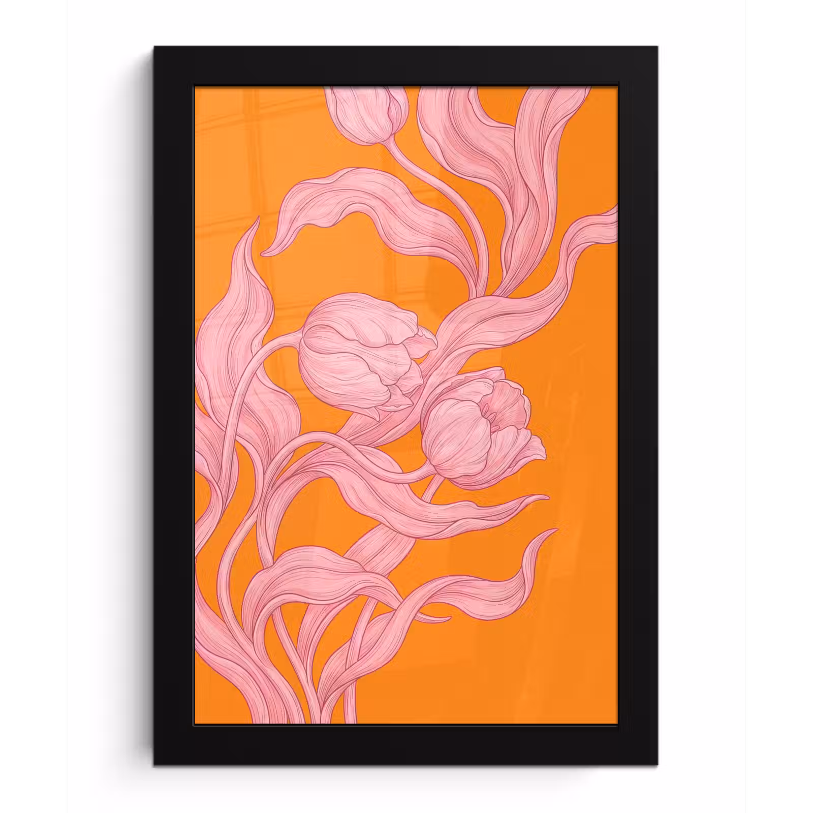 Poster met lijst - Roze bloemen - Modern — 1