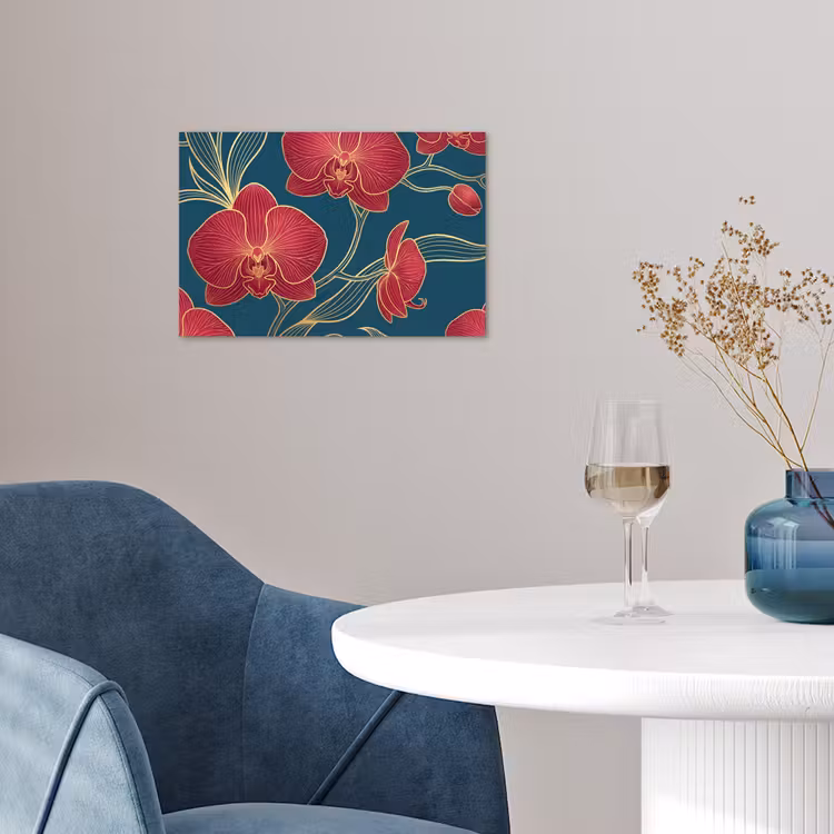 Poster - Bloemen - Rood - Goud — 4