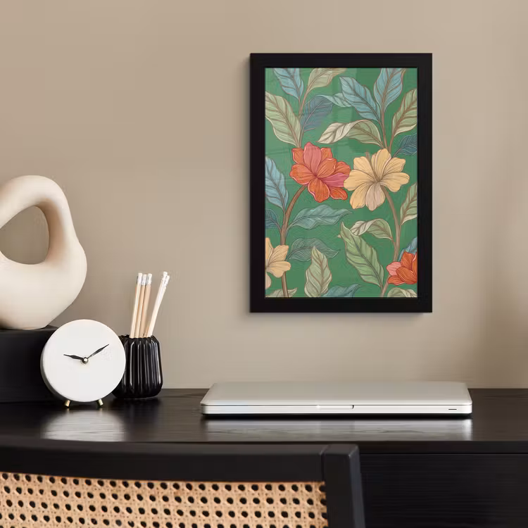 Poster met lijst - Bloemen - Groen - Illustratie — 2