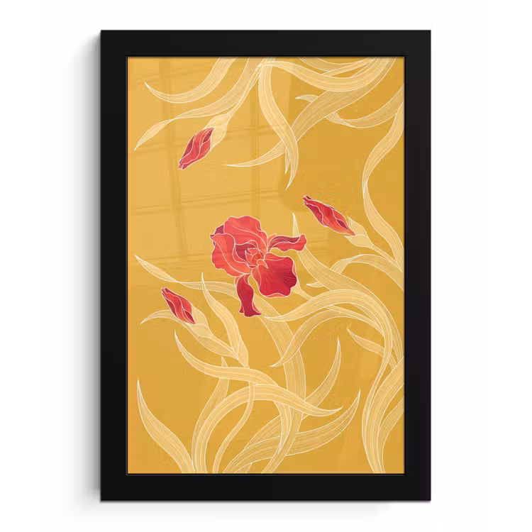 Poster met lijst - Bloemen - Illustratie - Rood — 1